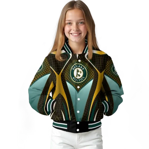 customized oakland athletics mesh chest yellow crocs black varsity jacket top rated
