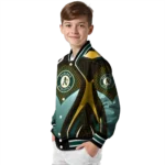 customized oakland athletics mesh chest yellow crocs black varsity jacket best selling