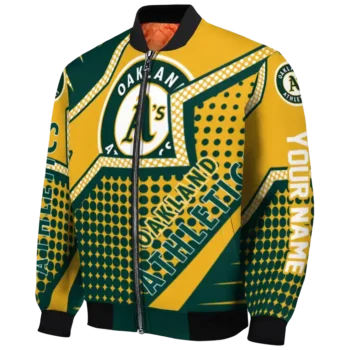 customized oakland athletics star burst green bomber jacket best selling