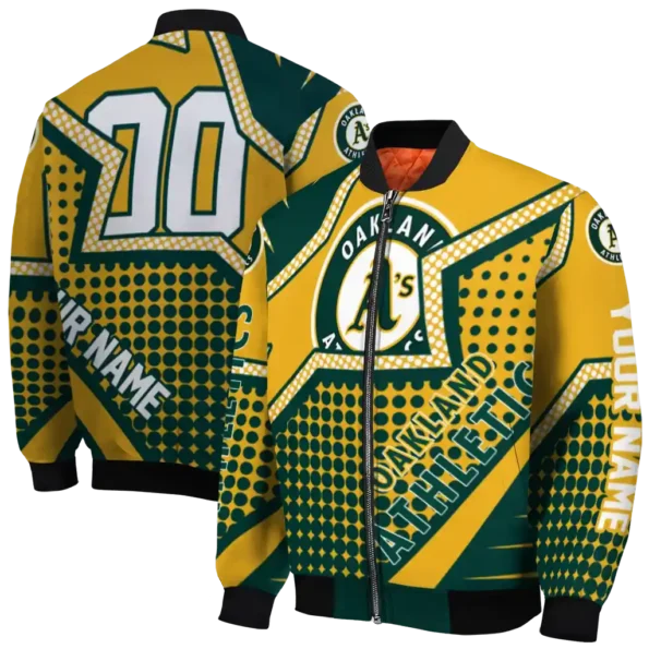 customized oakland athletics star burst green bomber jacket fashion forward