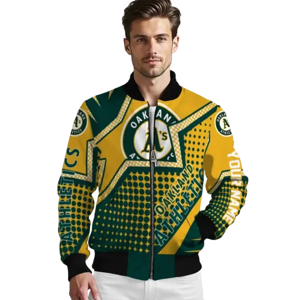 customized oakland athletics star burst green bomber jacket high quality