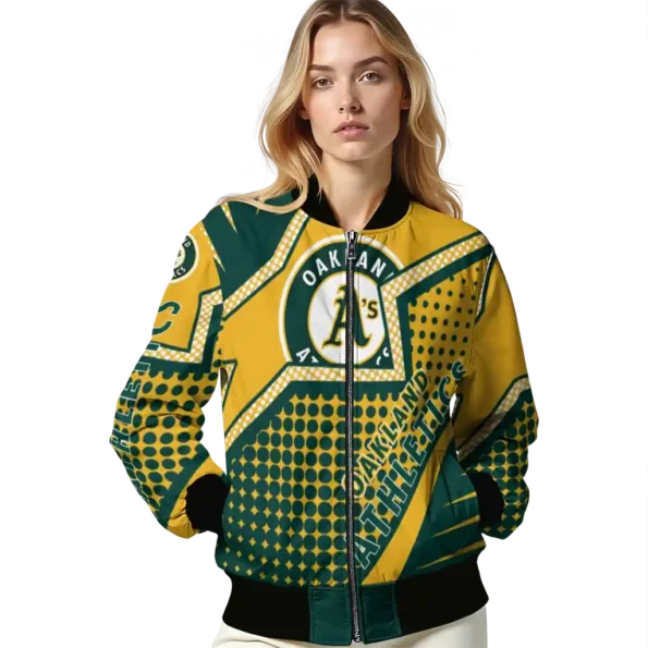 customized oakland athletics star burst green bomber jacket latest model