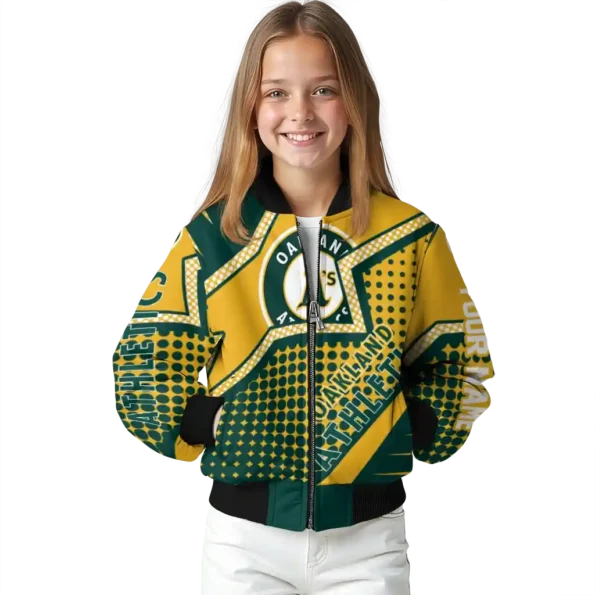 customized oakland athletics star burst green bomber jacket top rated