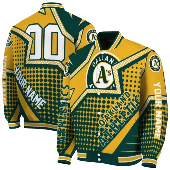 customized oakland athletics star burst green varsity jacket fashion forward