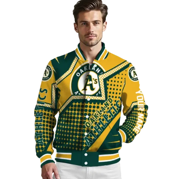 customized oakland athletics star burst green varsity jacket high quality