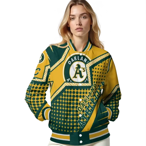customized oakland athletics star burst green varsity jacket latest model