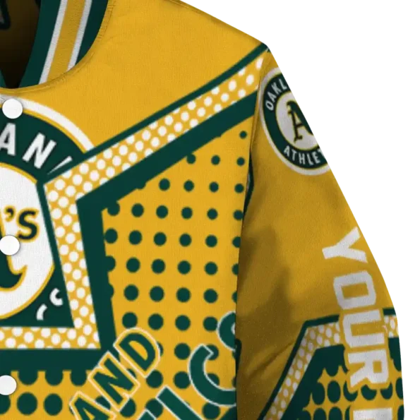 customized oakland athletics star burst green varsity jacket premium grade