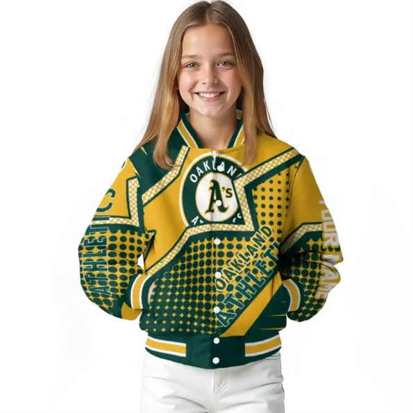 customized oakland athletics star burst green varsity jacket top rated