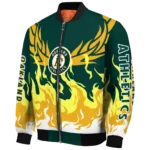 customized oakland athletics winged blaze green white bomber jacket best selling