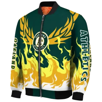 customized oakland athletics winged blaze green white bomber jacket best selling