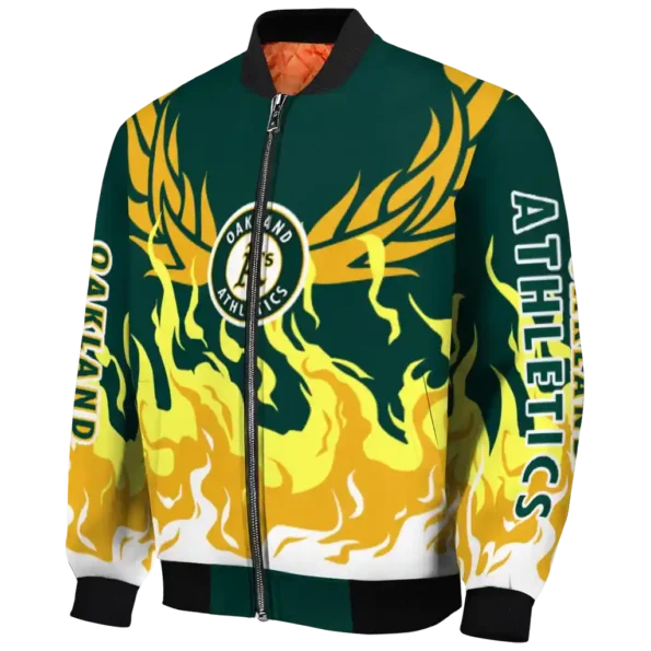 customized oakland athletics winged blaze green white bomber jacket best selling
