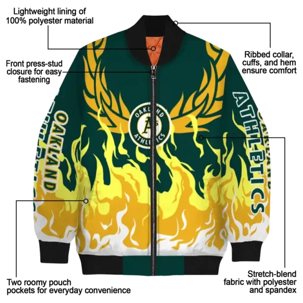 customized oakland athletics winged blaze green white bomber jacket new arrival