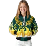 customized oakland athletics winged blaze green white bomber jacket best selling