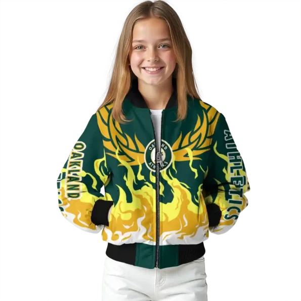 customized oakland athletics winged blaze green white bomber jacket top rated