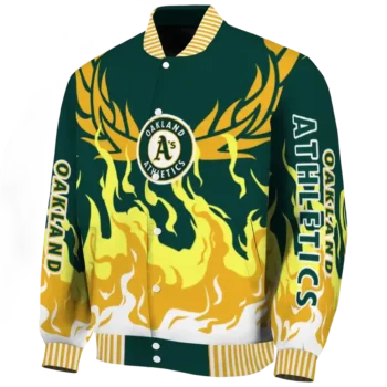 customized oakland athletics winged blaze green white varsity jacket best selling
