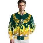 customized oakland athletics winged blaze green white varsity jacket best selling