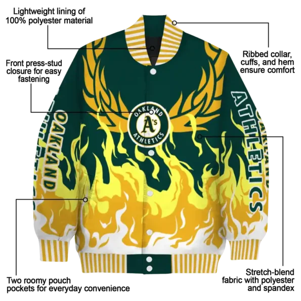 customized oakland athletics winged blaze green white varsity jacket new arrival