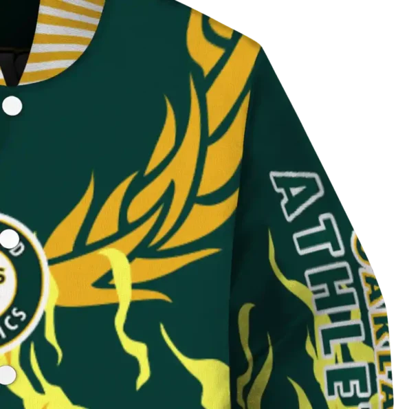 customized oakland athletics winged blaze green white varsity jacket premium grade