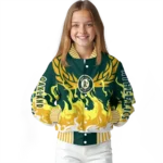 customized oakland athletics winged blaze green white varsity jacket best selling