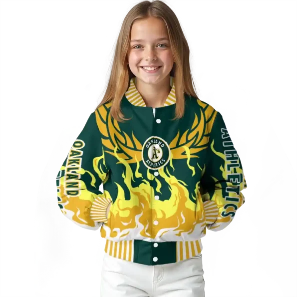 customized oakland athletics winged blaze green white varsity jacket top rated