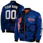 customized philadelphia phillies hexagon cluster blue black bomber jacket best selling