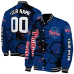 customized philadelphia phillies hexagon cluster blue black varsity jacket best selling