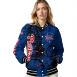customized philadelphia phillies hexagon cluster blue black varsity jacket best selling