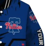 customized philadelphia phillies hexagon cluster blue black varsity jacket best selling