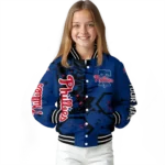customized philadelphia phillies hexagon cluster blue black varsity jacket best selling