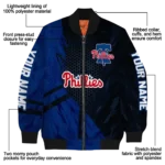 customized philadelphia phillies hexagon mesh blue black bomber jacket best selling