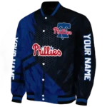 customized philadelphia phillies hexagon mesh blue black varsity jacket best selling