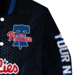 customized philadelphia phillies hexagon mesh blue black varsity jacket best selling