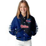 customized philadelphia phillies hexagon mesh blue black varsity jacket best selling