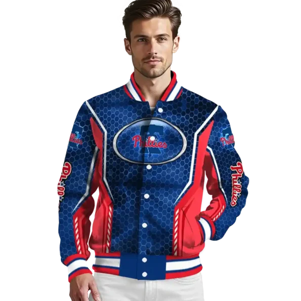 customized philadelphia phillies power plate blue varsity jacket high quality