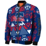 customized philadelphia phillies pyramid shapes blue bomber jacket best selling
