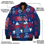 customized philadelphia phillies pyramid shapes blue bomber jacket best selling
