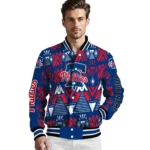 customized philadelphia phillies pyramid shapes blue varsity jacket best selling