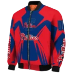 customized philadelphia phillies spider mark blue red crocs bomber jacket best selling