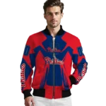 customized philadelphia phillies spider mark blue red crocs bomber jacket best selling