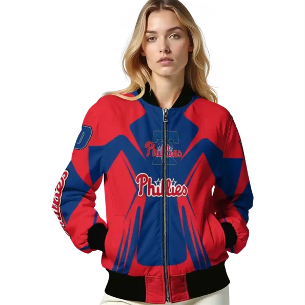 customized philadelphia phillies spider mark blue red crocs bomber jacket latest model