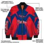 customized philadelphia phillies spider mark blue red crocs bomber jacket best selling