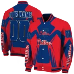 customized philadelphia phillies spider mark blue red crocs varsity jacket best selling