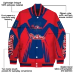 customized philadelphia phillies spider mark blue red crocs varsity jacket best selling