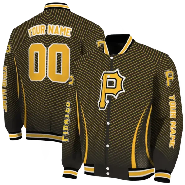 customized pittsburgh pirates chevron arrow black varsity jacket fashion forward