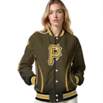 customized pittsburgh pirates chevron arrow black varsity jacket best selling