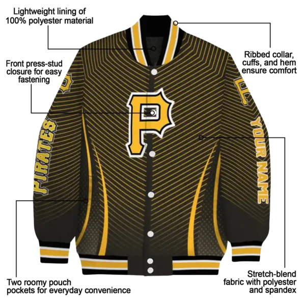 customized pittsburgh pirates chevron arrow black varsity jacket new arrival