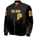 customized pittsburgh pirates flame border black bomber jacket best selling