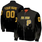 customized pittsburgh pirates flame border black bomber jacket best selling