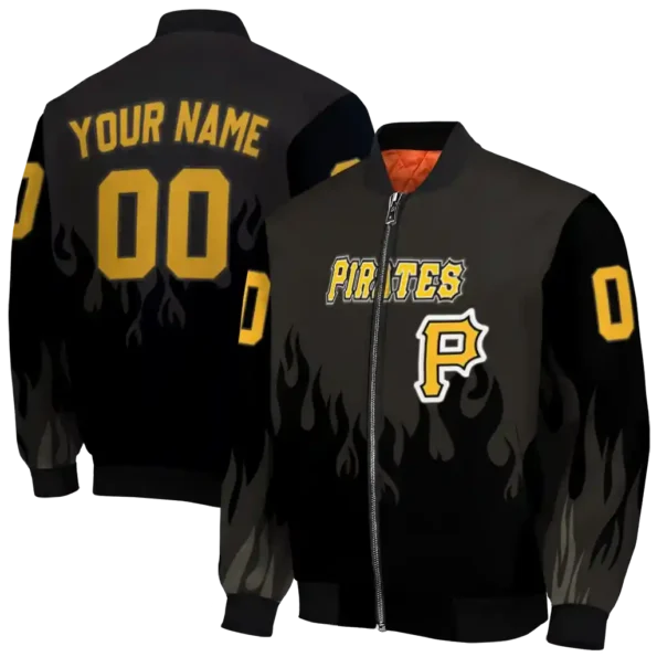 customized pittsburgh pirates flame border black bomber jacket fashion forward