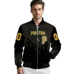 customized pittsburgh pirates flame border black bomber jacket best selling